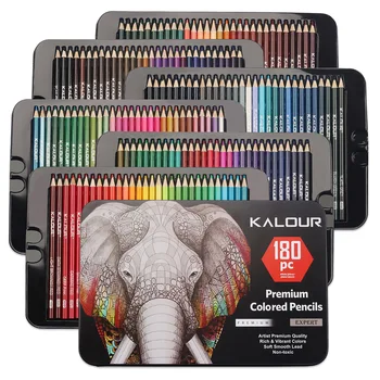 Профессиональный Масляный карандаш Kalour 180 Уникальный цветной Набор цветных карандашей для рисования в железной коробке для школьных художественных принадлежностей