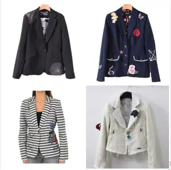 Внешняя торговля, испанский женский костюм D, модный принт с вышивкой, повседневный свободный костюм, куртка с длинным рукавом и лацканами, новое короткое пальто